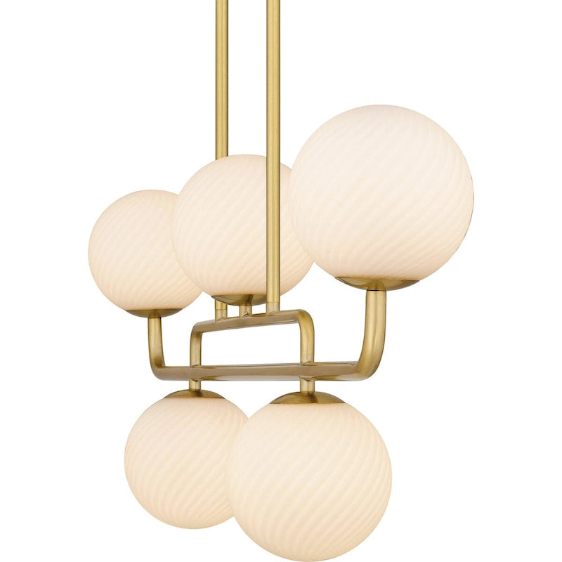 Luminaire îlot Regis à 5 lumières, finition or brossé