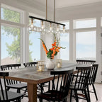 Lustre linéaire moderne de style ferme, noir et or, 5 lumières, 96,5 cm (L) x 12,7 cm (l) x 20,3 cm (H)