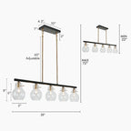 Lustre linéaire moderne de style ferme, noir et or, 5 lumières, 96,5 cm (L) x 12,7 cm (l) x 20,3 cm (H)