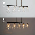 Lustre linéaire moderne de style ferme, noir et or, 5 lumières, 96,5 cm (L) x 12,7 cm (l) x 20,3 cm (H)