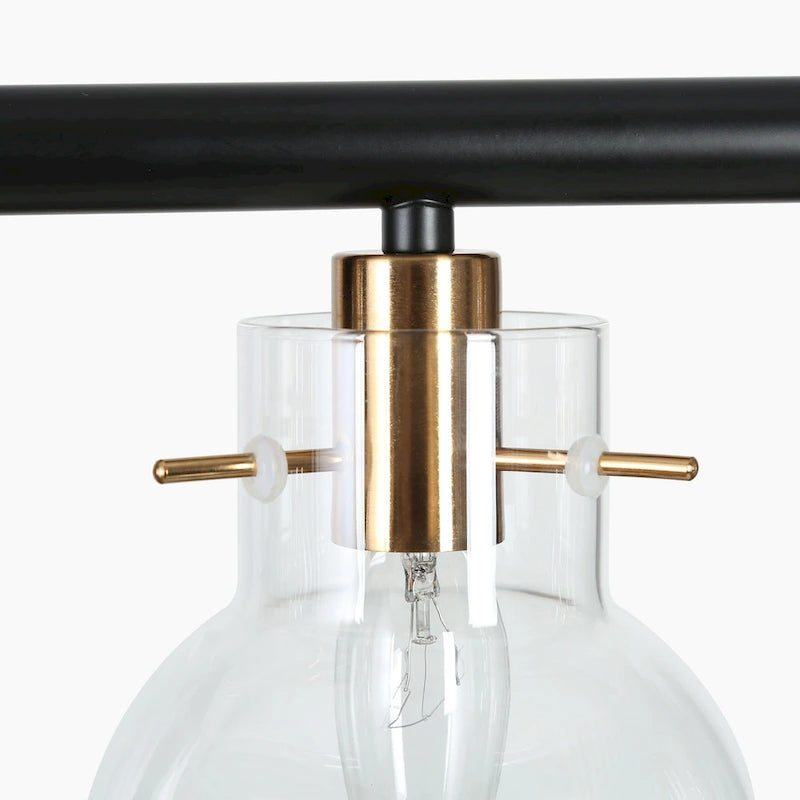 Lustre linéaire moderne de style ferme, noir et or, 5 lumières, 96,5 cm (L) x 12,7 cm (l) x 20,3 cm (H)