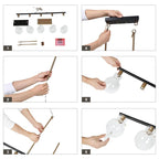 Lustre linéaire moderne de style ferme, noir et or, 5 lumières, 96,5 cm (L) x 12,7 cm (l) x 20,3 cm (H)