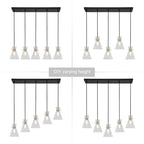 Lustre linéaire réglable Liniya de style ferme moderne avec suspension en verre conique à bulles pour îlot de cuisine