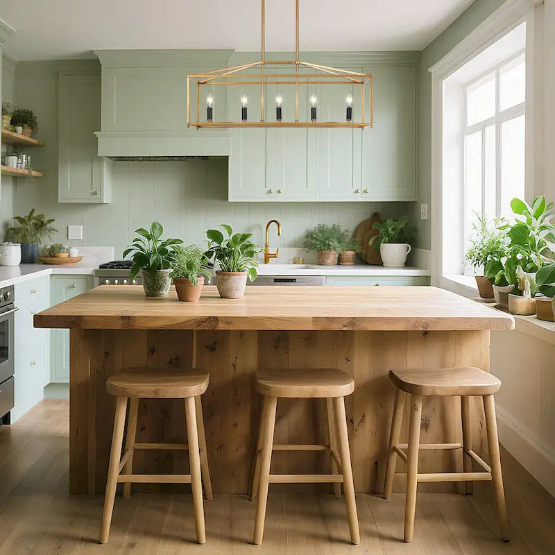 Lustre rectangulaire moderne doré à 5 lumières Dilley pour îlot de cuisine - L30 x l10,2 x H12