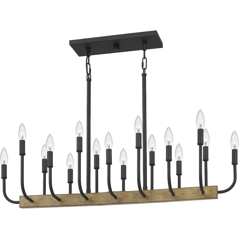 Lustre Quoizel Coda noir mat à 16 lumières