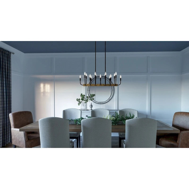 Lustre Quoizel Coda noir mat à 16 lumières