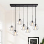 Suspension pour îlot de cuisine avec 7 globes en verre - Style milieu du siècle