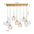 Suspension pour îlot de cuisine avec 7 globes en verre - Style milieu du siècle