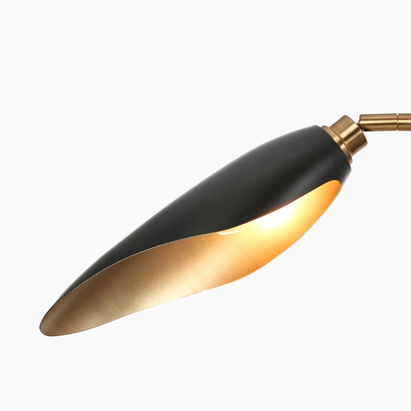 Lustre linéaire moderne unique à 2 lumières, noir et or, en métal, pour îlot de salle à manger - L 58 x l 4,4 x H 14