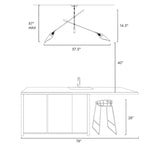Lustre linéaire moderne unique à 2 lumières, noir et or, en métal, pour îlot de salle à manger - L 58 x l 4,4 x H 14