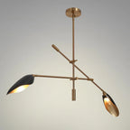 Lustre linéaire moderne unique à 2 lumières, noir et or, en métal, pour îlot de salle à manger - L 58 x l 4,4 x H 14