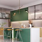 Lustre linéaire moderne unique à 2 lumières, noir et or, en métal, pour îlot de salle à manger - L 58 x l 4,4 x H 14