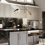 Lustre linéaire moderne unique à 2 lumières, noir et or, en métal, pour îlot de salle à manger - L 58 x l 4,4 x H 14