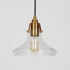 Suspension moderne de style ferme, 1 lumière, en verre conique noir et or, pour îlot de cuisine - 8,5 cm de diamètre x 8 cm de hauteur