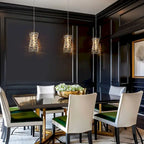 Lustre moderne glamour en cristal doré à une lumière, suspension LED, éclairage d'îlot de cuisine ou de salle à manger - 12 cm (L) x 12 cm (l) x 25 cm (H)