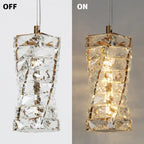 Lustre moderne glamour en cristal doré à une lumière, suspension LED, éclairage d'îlot de cuisine ou de salle à manger - 12 cm (L) x 12 cm (l) x 25 cm (H)