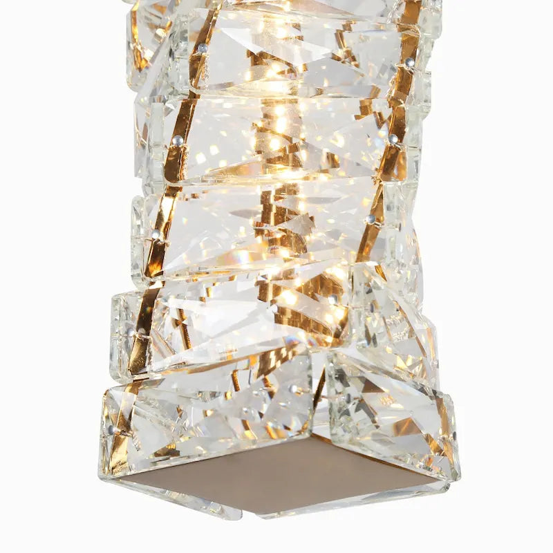 Lustre moderne glamour en cristal doré à une lumière, suspension LED, éclairage d'îlot de cuisine ou de salle à manger - 12 cm (L) x 12 cm (l) x 25 cm (H)