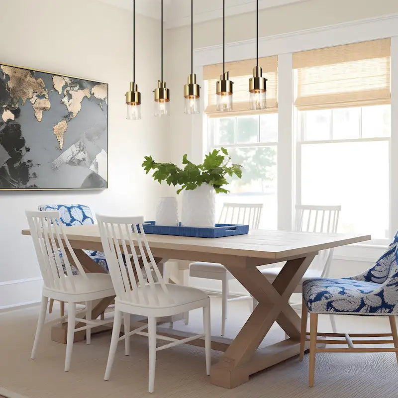 Lustre linéaire moderne à 5 lumières noir et or, suspension pour îlot de cuisine ou salle à manger - 71 cm (L) x 10 cm (l) x 166 cm (H)