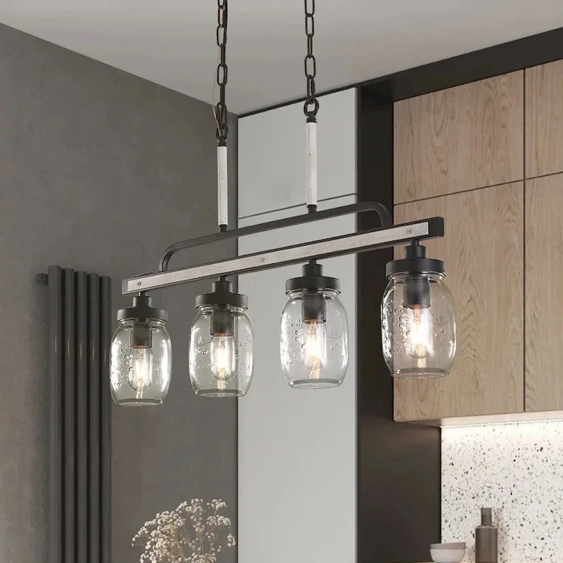 Modern Farmhouse 4-light Mason Jar Kitchen Island Pendant