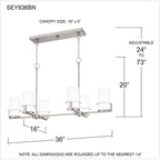 Applique murale Seymour à 6 lumières en nickel brossé