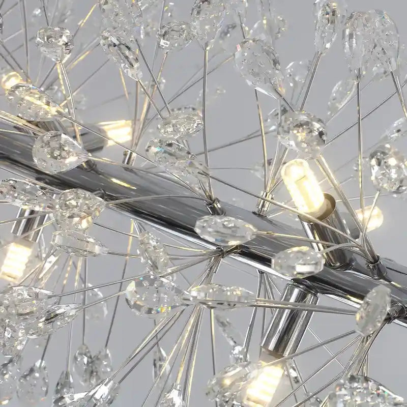 Lustre linéaire Starsky 35 po à 12 lumières Crystal Sputnik pour îlot de cuisine