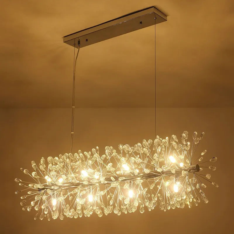 Lustre linéaire Starsky 35 po à 12 lumières Crystal Sputnik pour îlot de cuisine