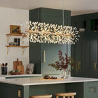 Lustre linéaire Starsky 35 po à 12 lumières Crystal Sputnik pour îlot de cuisine