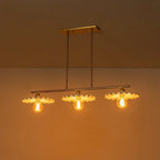 Lustre linéaire décoratif en laiton à 3 lumières et céramique pour îlot central