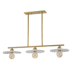 Lustre linéaire décoratif en laiton à 3 lumières et céramique pour îlot central