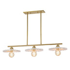 Lustre linéaire décoratif en laiton à 3 lumières et céramique pour îlot central