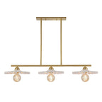 Lustre linéaire décoratif en laiton à 3 lumières et céramique pour îlot central