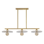 Lustre linéaire décoratif en laiton à 3 lumières et céramique pour îlot central
