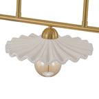 Lustre linéaire décoratif en laiton à 3 lumières et céramique pour îlot central