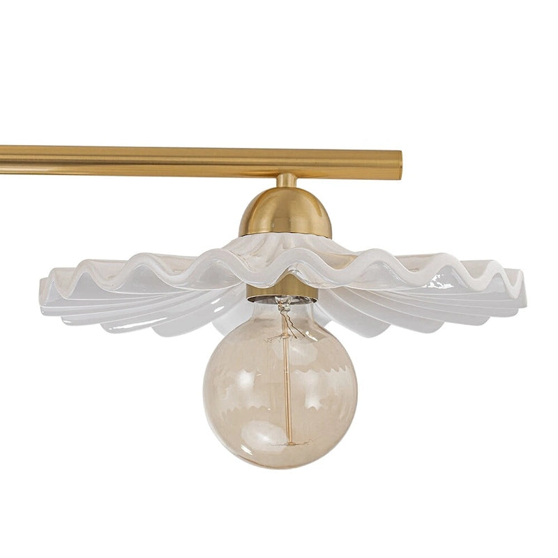 Lustre linéaire décoratif en laiton à 3 lumières et céramique pour îlot central