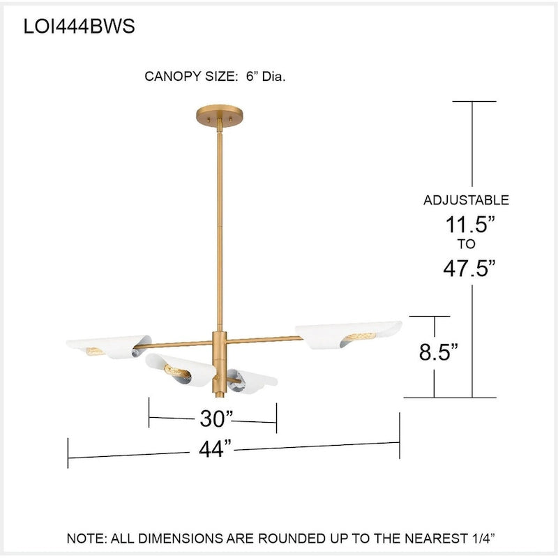 Applique murale Leoni à 4 lumières en laiton brossé vieilli