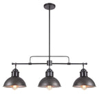 Suspension industrielle à 3 lumières pour îlot de cuisine - Noir et gris brossés - Noir et gris