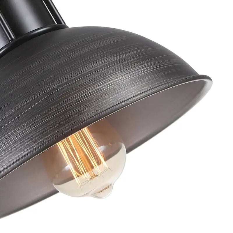 Suspension industrielle à 3 lumières pour îlot de cuisine - Noir et gris brossés - Noir et gris