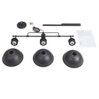 Suspension industrielle à 3 lumières pour îlot de cuisine - Noir et gris brossés - Noir et gris
