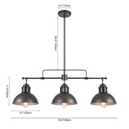 Suspension industrielle à 3 lumières pour îlot de cuisine - Noir et gris brossés - Noir et gris
