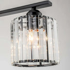 Lustre moderne Starsky à 5 lumières en cristal et verre, éclairage linéaire pour îlot de cuisine avec abat-jour cylindrique