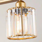 Lustre moderne Starsky à 5 lumières en cristal et verre, éclairage linéaire pour îlot de cuisine avec abat-jour cylindrique