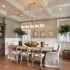 Lustre moderne Starsky à 5 lumières en cristal et verre, éclairage linéaire pour îlot de cuisine avec abat-jour cylindrique