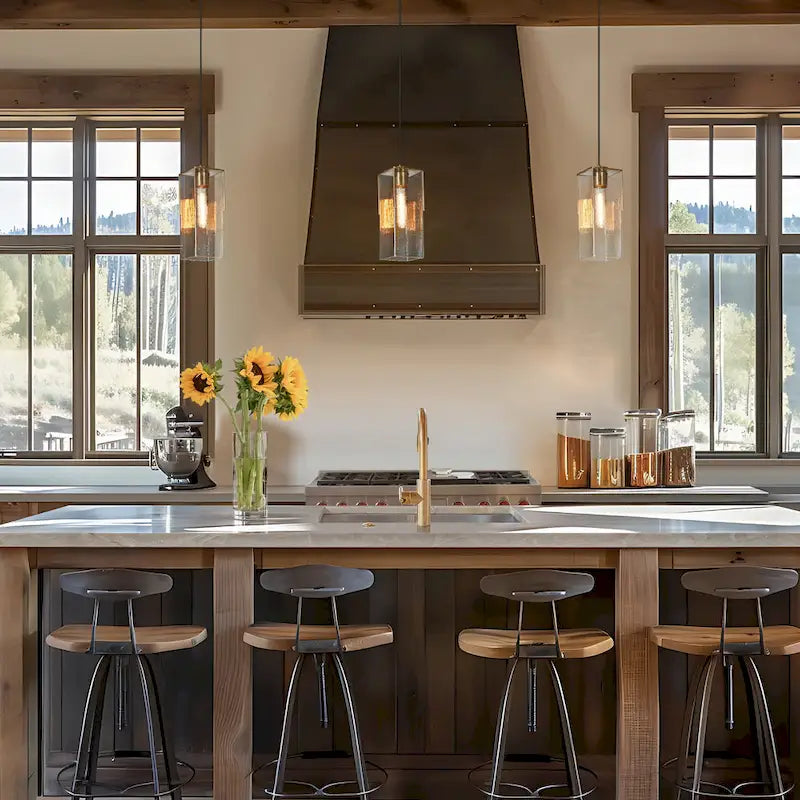 Suspension élégante dorée à une lumière en verre ondulé, idéale pour îlot de cuisine ou salle à manger - 12,7 cm de largeur x 34,3 cm de hauteur