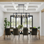 Suspension linéaire rectangulaire noire à 6 lumières pour îlot de style ferme