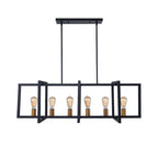 Suspension linéaire rectangulaire noire à 6 lumières pour îlot de style ferme