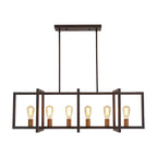 Suspension linéaire rectangulaire noire à 6 lumières pour îlot de style ferme