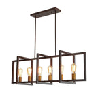 Suspension linéaire rectangulaire noire à 6 lumières pour îlot de style ferme