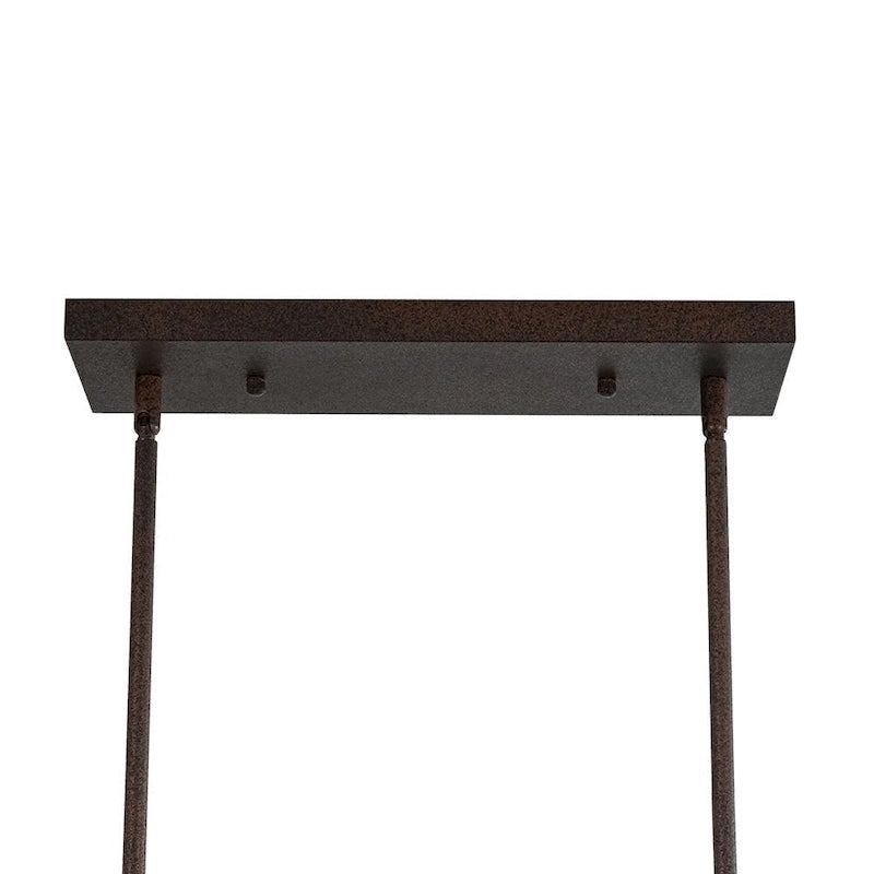 Suspension linéaire rectangulaire noire à 6 lumières pour îlot de style ferme