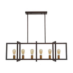 Suspension linéaire rectangulaire noire à 6 lumières pour îlot de style ferme