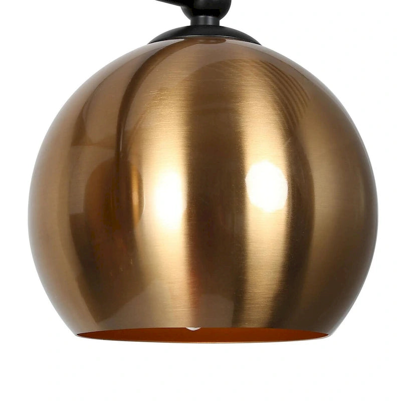 Lustre linéaire moderne noir et or à 5 lumières, suspension pour îlot de cuisine avec abat-jour en métal - L 38,5 x l 5,5 x H 7,5
